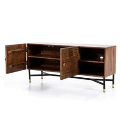 Tv-meubel Mangohout Met Houtsnijwerk -Zuiver Verkoop eleonora isa tv meubel mangohout met houtsnijwerk 04