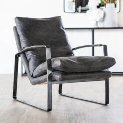 Industriele Fauteuil Leer -Zuiver Verkoop eleonora lex lounge fauteuil leer antraciet 02 2