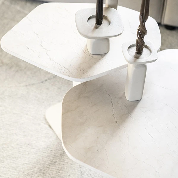 Bijzettafel Wit Marmer 4 Bijzettafel Wit Marmer - Afbeelding 2