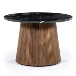 Ronde Bijzettafel Marmer En Hout