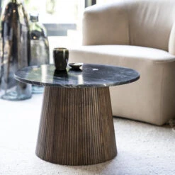 Ronde Bijzettafel Marmer En Hout -Zuiver Verkoop eleonora maxim ronde bijzettafel marmer en hout 01 1