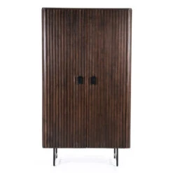 Donkerbruine Kast Met Houten Latjes -Zuiver Verkoop eleonora remi donkerbruine kast met houten latjes 01