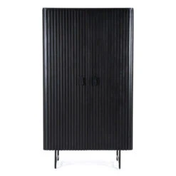 Zwarte Retro Kast Met Houten Latjes -Zuiver Verkoop eleonora remi zwarte retro kast met houten latjes 01