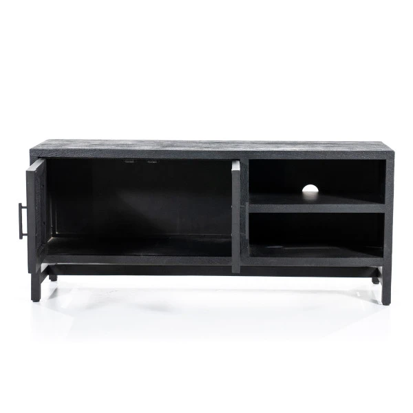Zwart Tv-meubel Met Rotan Webbing 4 Zwart Tv-meubel Met Rotan Webbing - Afbeelding 2