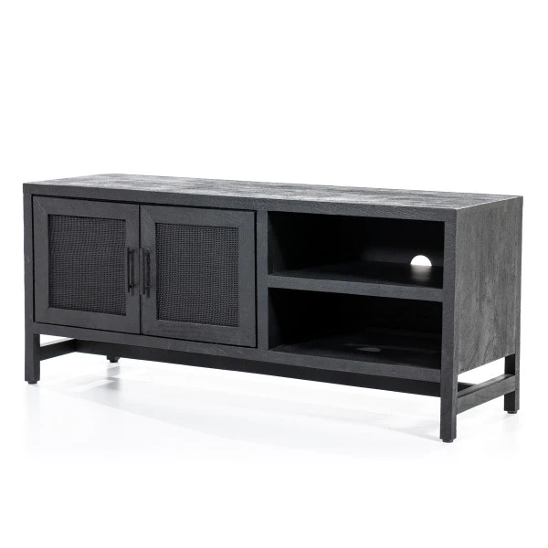 Zwart Tv-meubel Met Rotan Webbing 6 Zwart Tv-meubel Met Rotan Webbing - Afbeelding 4
