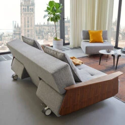 Verrijdbare Slaapbank Met Walnoot Arm -Zuiver Verkoop grijze slaapbank long horn 565 3 2