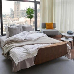 Verrijdbare Slaapbank Met Walnoot Arm -Zuiver Verkoop grijze slaapbank long horn 565 4 2