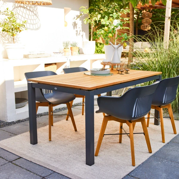 Tuintafel Teak Met Grijze Poten - Afbeelding 3