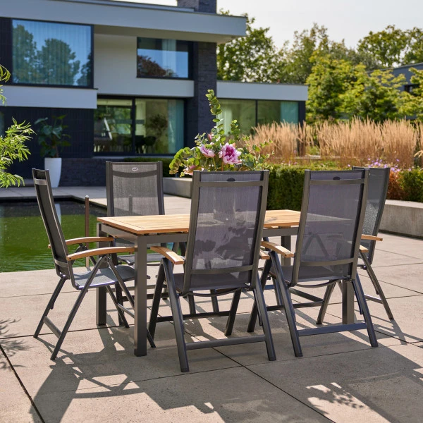 Tuintafel Teak Met Grijze Poten - Afbeelding 2