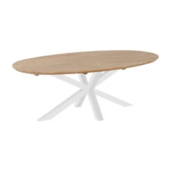 Ovale Tuintafel Teak Wit