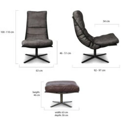 Lederen Fauteuil Industrieel Samenstellen -Zuiver Verkoop het anker meubelen brutus maten 01