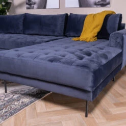 Hoekbank Fluweel -Zuiver Verkoop hoekbank blauw fluweel hoek rechts bodio dax 03 2