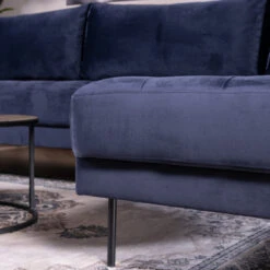 Hoekbank Fluweel -Zuiver Verkoop hoekbank blauw fluweel hoek rechts bodio dax 04 2