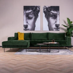 Hoekbank Fluweel -Zuiver Verkoop hoekbank groen fluweel hoek links bodio dax 01 1 4