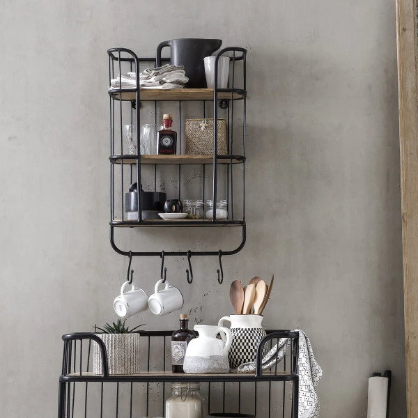 Industrieel Wandrek Met Haken 3 Industrieel Wandrek Met Haken