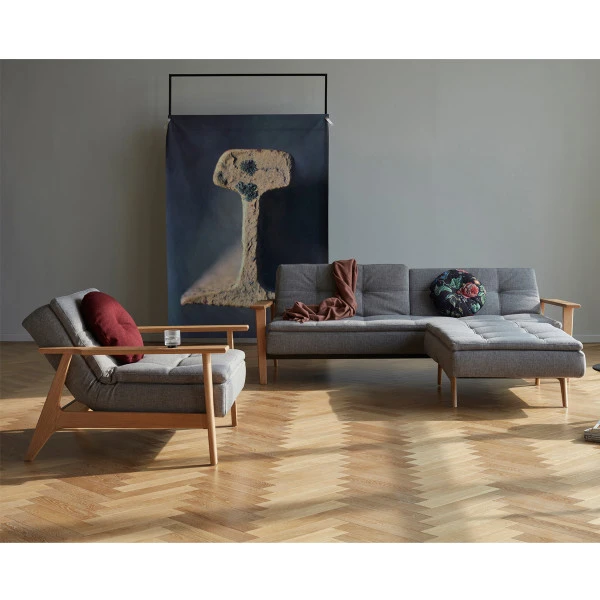 Slaapbank Met Eiken Armleuningen 4 Slaapbank Met Eiken Armleuningen - Afbeelding 2