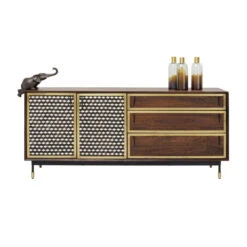 Design Dressoir Messing En Hout