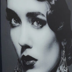 Glas Schilderij Zwart-wit Portret -Zuiver Verkoop kare design beauty lady glas schilderij zwart wit portret 02