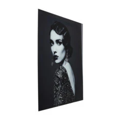 Glas Schilderij Zwart-wit Portret -Zuiver Verkoop kare design beauty lady glas schilderij zwart wit portret 05