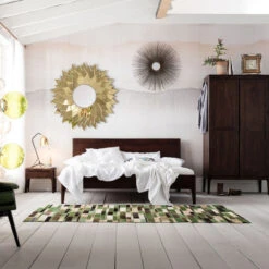 Groen Design Tapijt 10 Groen Design Tapijt -Zuiver Verkoop kare design brick green vloerkleed 06