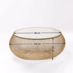 Ronde Salontafel Goud Met Glas -Zuiver Verkoop kare design cesta glazen salontafel met goud gaas 06