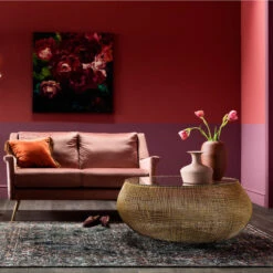 Ronde Salontafel Goud Met Glas -Zuiver Verkoop kare design cesta glazen salontafel met goud gaas 07