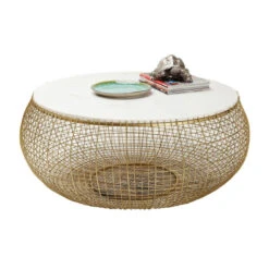 Salontafel Goud Met Wit Marmer -Zuiver Verkoop kare design cesta wit marmeren salontafel 01