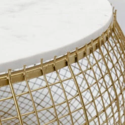 Salontafel Goud Met Wit Marmer -Zuiver Verkoop kare design cesta wit marmeren salontafel 03