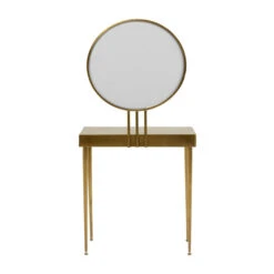 Gouden Kaptafel Met Ronde Spiegel