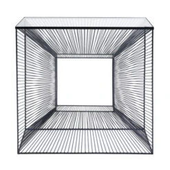 Zwarte Sidetable Staaldraad -Zuiver Verkoop kare design dimension zwarte sidetable staaldraad 01