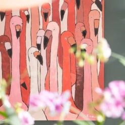 Schilderij Roze -Zuiver Verkoop kare design flamingo meeting schilderij roze 60444 007