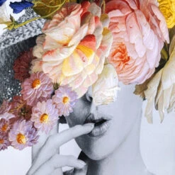 Portret Met Bloemen -Zuiver Verkoop kare design flower lady pastel portret met bloemen 05