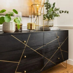 Zwart Ladendressoir -Zuiver Verkoop kare design gold vein zwart ladendressoir 09