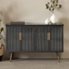 Dressoir Zwart Met Ribbelglas -Zuiver Verkoop kare design gomera dressoir zwart met ribbelglas 01