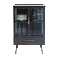 Wandkast Zwart Met Ribbelglas -Zuiver Verkoop kare design gomera wandkast zwart met koper 07