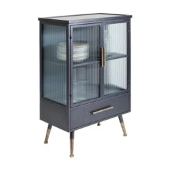 Wandkast Zwart Met Ribbelglas -Zuiver Verkoop kare design gomera wandkast zwart met koper 08