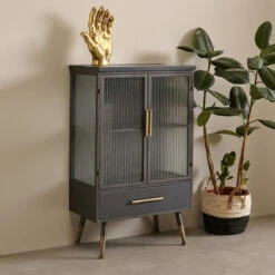 Wandkast Zwart Met Ribbelglas -Zuiver Verkoop kare design gomera wandkast zwart met ribbelglas 02