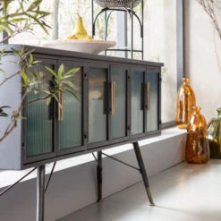 Zwart Dressoir Geribbeld Glas -Zuiver Verkoop kare design gomera zwart dressoir 12