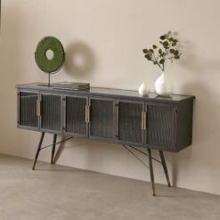 Zwart Dressoir Geribbeld Glas -Zuiver Verkoop kare design gomera zwart dressoir geribbeld glas 03