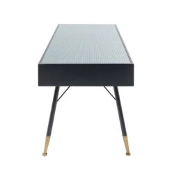 Zwart Metalen Bureau Ribbelglas -Zuiver Verkoop kare design gomera zwart metalen bureau ribbelglas 04