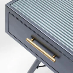 Zwart Metalen Bureau Ribbelglas -Zuiver Verkoop kare design gomera zwart metalen bureau ribbelglas 06