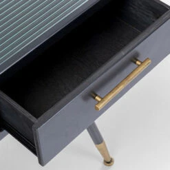 Zwart Metalen Bureau Ribbelglas -Zuiver Verkoop kare design gomera zwart metalen bureau ribbelglas 07