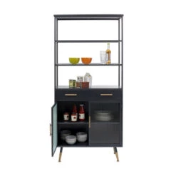 Zwarte Stellingkast Ribbelglas -Zuiver Verkoop kare design gomera zwarte stellingkast ribbelglas 04