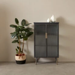 Zwarte Wandkast Met Geribbeld Glas -Zuiver Verkoop kare design gomera zwarte wandkast met geribbeld glas 02