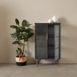 Zwarte Wandkast Met Geribbeld Glas -Zuiver Verkoop kare design gomera zwarte wandkast met geribbeld glas 03