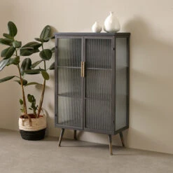 Zwarte Wandkast Met Geribbeld Glas -Zuiver Verkoop kare design gomera zwarte wandkast met geribbeld glas 04