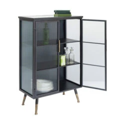 Zwarte Wandkast Met Geribbeld Glas -Zuiver Verkoop kare design gomera zwarte wandkast met koper 10