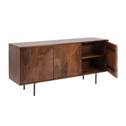 Dressoir Donker Hout -Zuiver Verkoop kare design grooves bruin houten dressoir 08