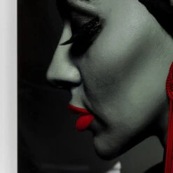 Glas Schilderij Portret 80x120 -Zuiver Verkoop kare design lady red earring glas schilderij portret 80x120 03