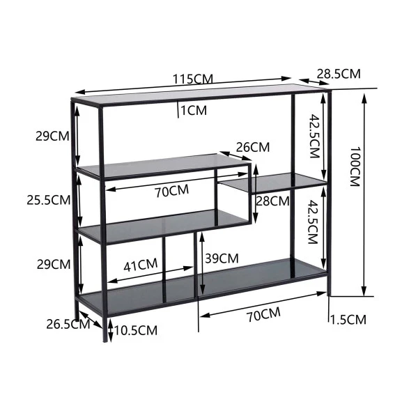 Laag Wandrek Staal Met Glas 6 Laag Wandrek Staal Met Glas - Afbeelding 4